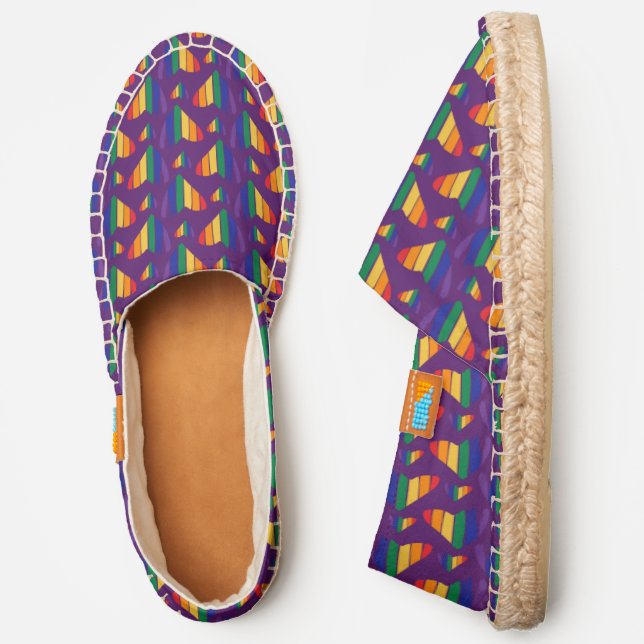 Rainbow Hearts Pattern Espadrilles (Side)