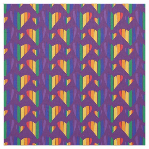 Rainbow Hearts Pattern Fabric