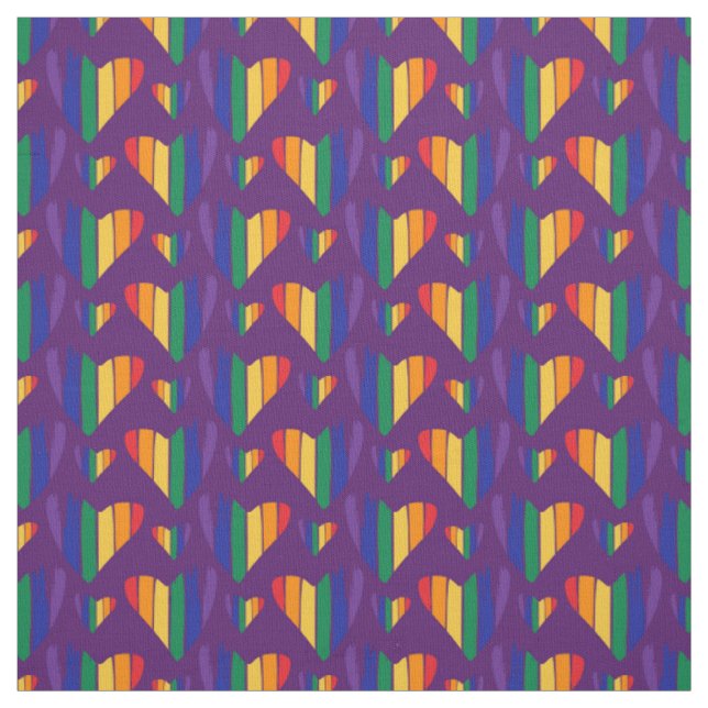 Rainbow Hearts Pattern Fabric (Swatch)