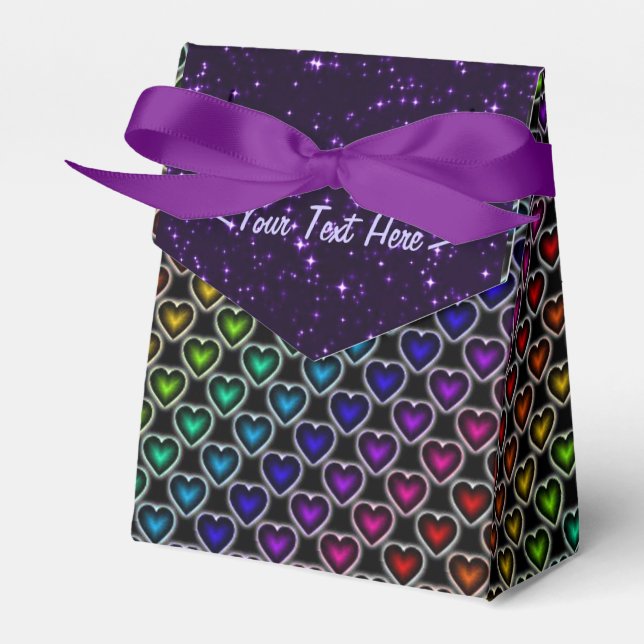 Rainbow Hearts Pattern Favor Box (Front Side)