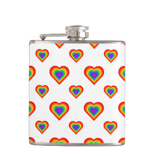 Rainbow Hearts Pattern Flask