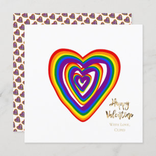 Rainbow Hearts Pattern LGBTQ Valentine's Day