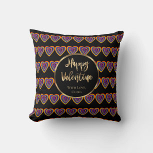 Rainbow Hearts Pattern LGBTQ Valentine's Day Throw Pillow