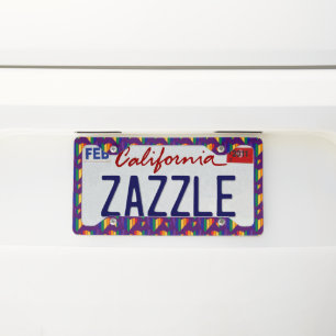 Rainbow Hearts Pattern License Plate Frame