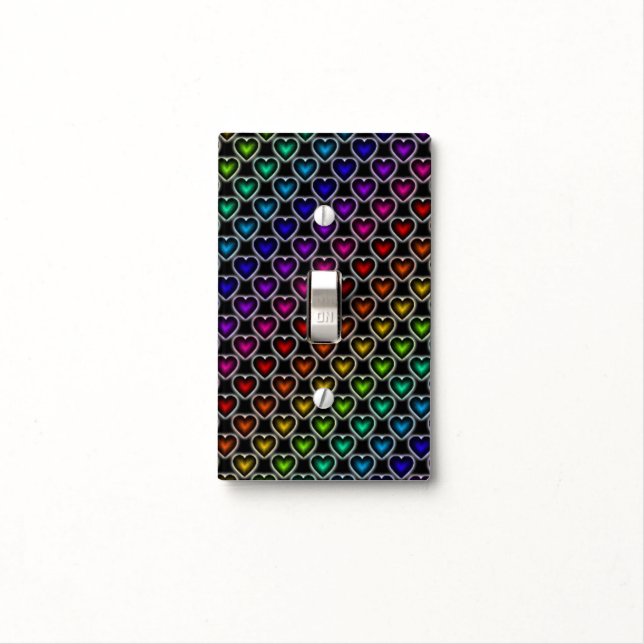 Rainbow Hearts Pattern Light Switch Cover (In Situ)