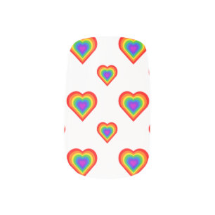 Rainbow Hearts Pattern Minx Nail Art
