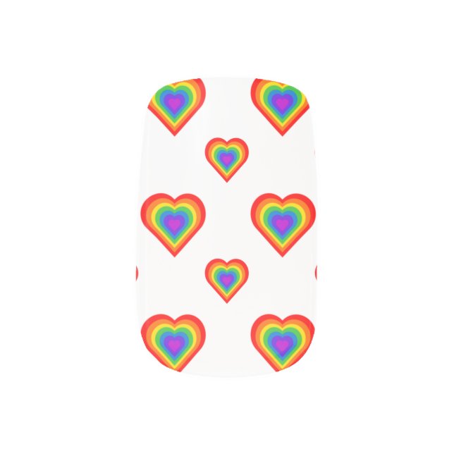 Rainbow Hearts Pattern Minx Nail Art (Left Thumb)