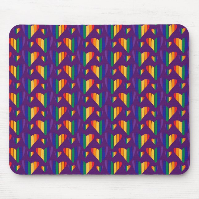 Rainbow Hearts Pattern Mouse Pad (Front)