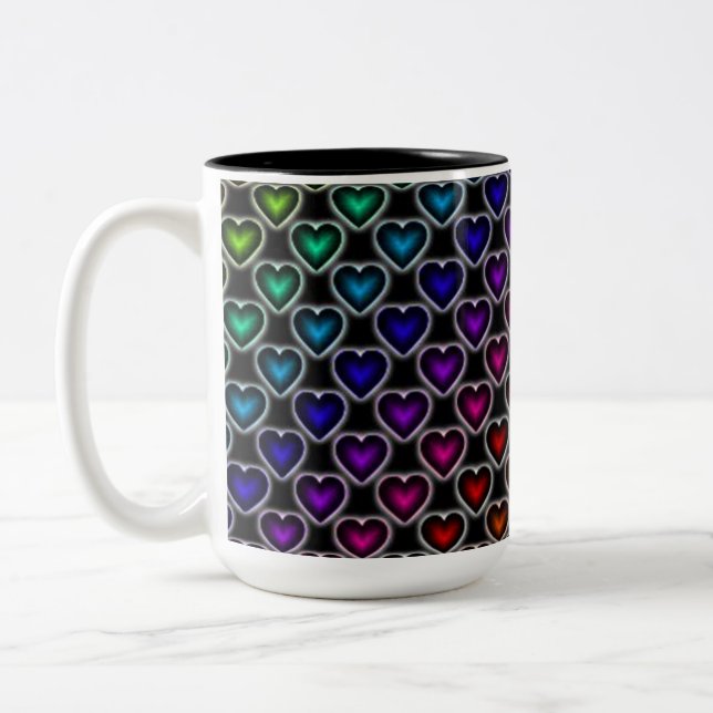 Rainbow Hearts Pattern Mug (Left)