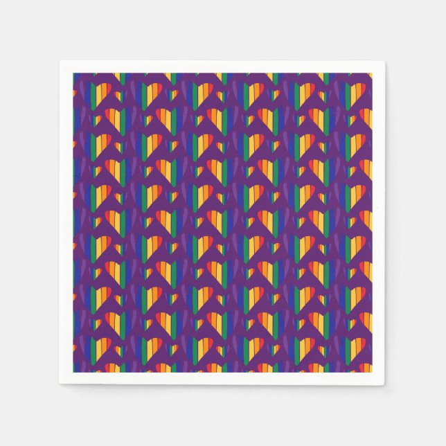 Rainbow Hearts Pattern Napkins (Front)