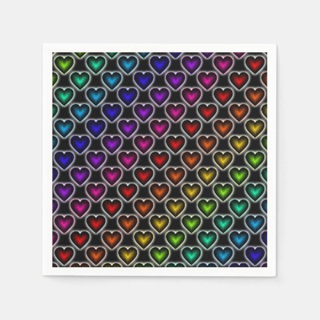 Rainbow Hearts Pattern Napkins (Front)