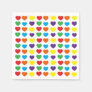 Rainbow Hearts Pattern Napkins