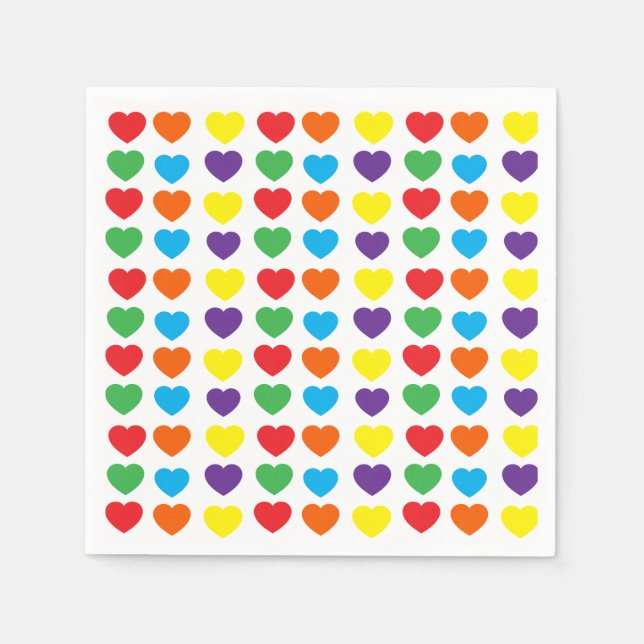 Rainbow Hearts Pattern Napkins (Front)