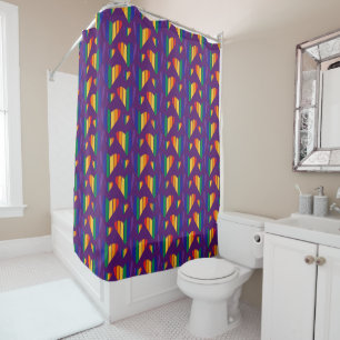 Rainbow Hearts Pattern Shower Curtain