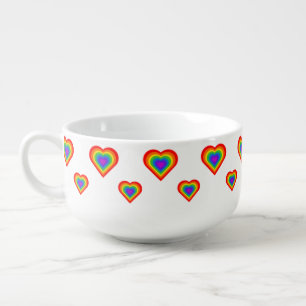 Rainbow Hearts Pattern Soup Mug