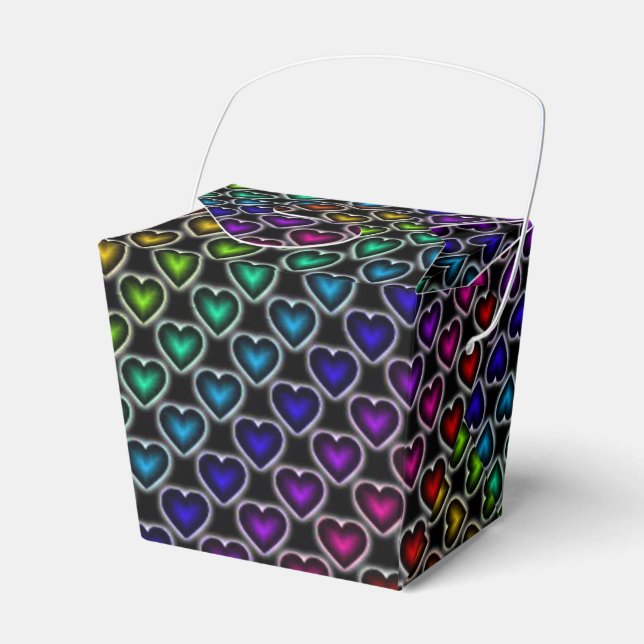 Rainbow Hearts Pattern Take Out Favor Box (Front Side)