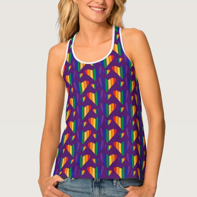 Rainbow Hearts Pattern Tank Top (Front)
