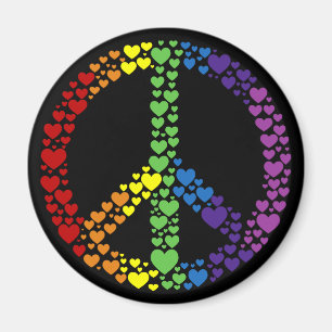 Rainbow Hearts Peace Sign Magnet