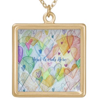 Rainbow Hearts Pendant Charm Necklace