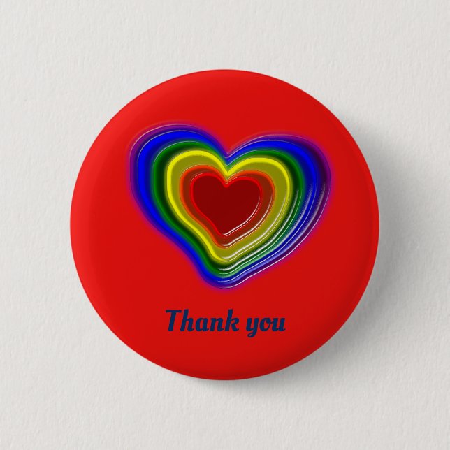 rainbow hearts,personalized button (Front)