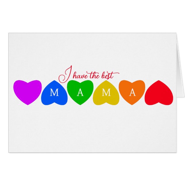 Rainbow Hearts personalized Mama  Cards (Front Horizontal)