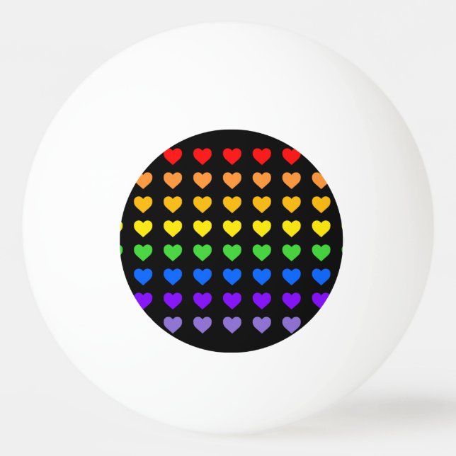 Rainbow Hearts   Ping Pong Ball (Front)