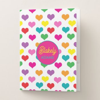 Rainbow Hearts  Pocket Folder by modernmaryella at Zazzle