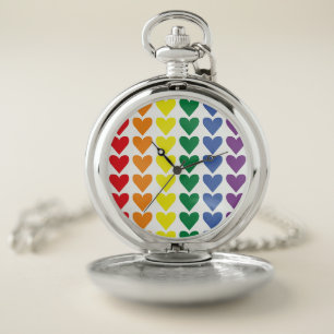 Rainbow Hearts Pocket Watch