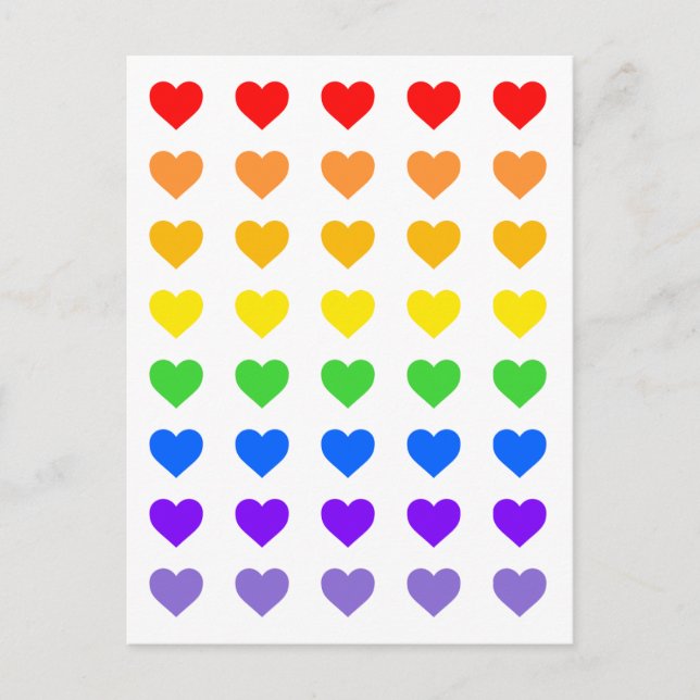 Rainbow Hearts  Postcard (Front)