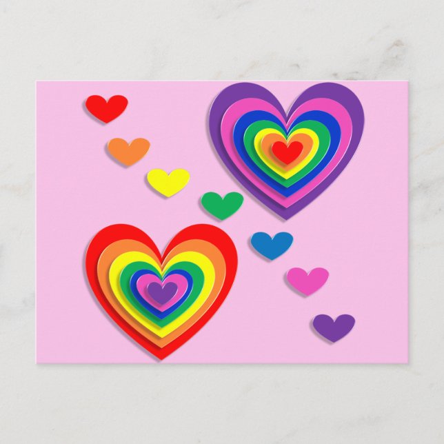 Rainbow hearts postcard (Front)
