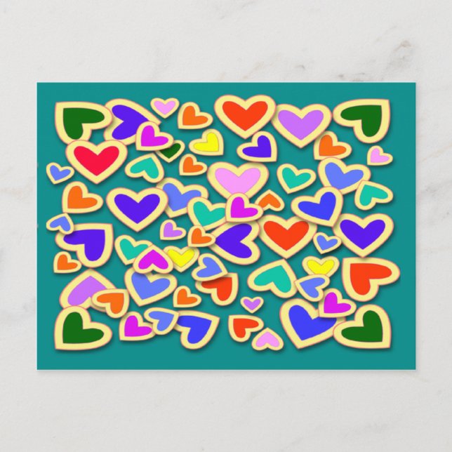 RAINBOW HEARTS Postcard (Front)
