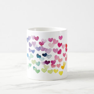 Rainbow hearts pride love colorful watercolor coffee mug