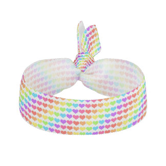 rainbow hearts ribbon hair tie