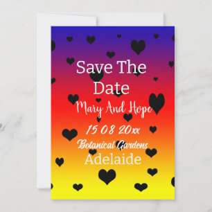 Rainbow Hearts Save The Date Gay Wedding, Invitation