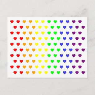 Rainbow Hearts Save The Date Postcard