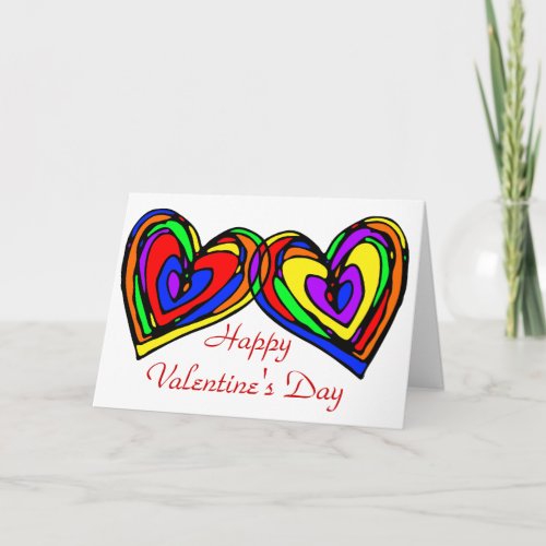 Rainbow Hearts Scribble Holiday Card