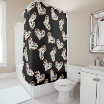 Rainbow Hearts Shower Curtain by SPKCreative at Zazzle