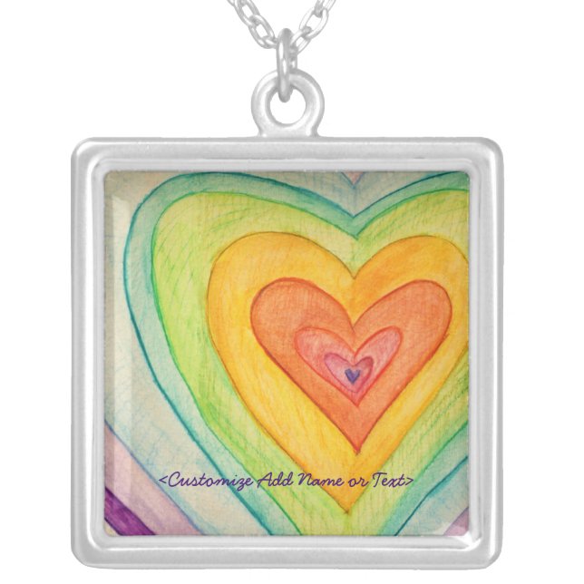 Rainbow Hearts Silver Necklace Pendants (Front)