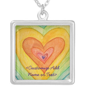 Rainbow Hearts Silver Necklace Pendants