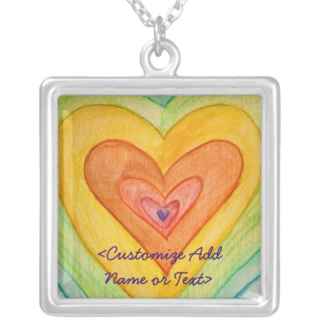 Rainbow Hearts Silver Necklace Pendants (Front)