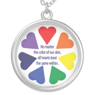 Rainbow Hearts Silver Plated Necklace