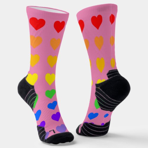 Rainbow Hearts  Socks