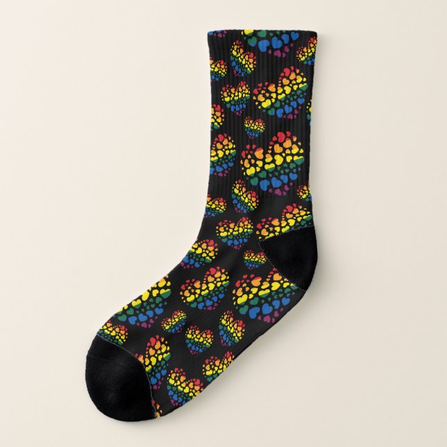 Rainbow Hearts  Socks (Left Outside)