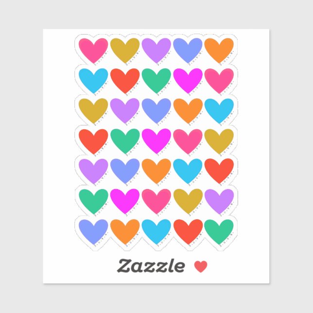 Rainbow Hearts Sticker (Sheet)