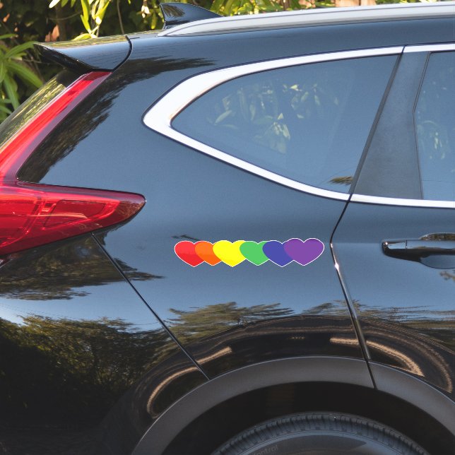 Rainbow Hearts Sticker (Car Side)