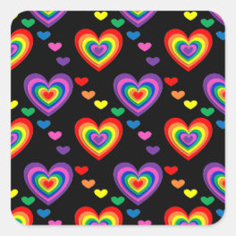 Rainbow hearts stickers