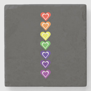 Rainbow hearts stone coaster
