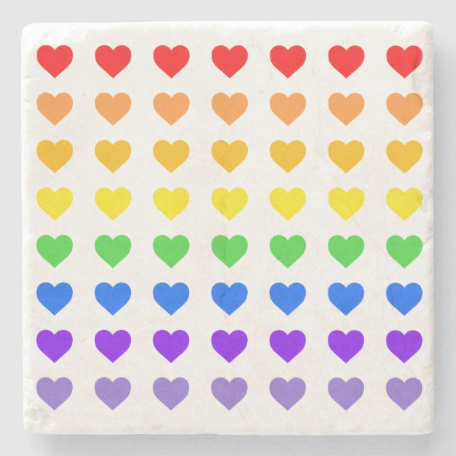Rainbow Hearts  Stone Coaster (Front)
