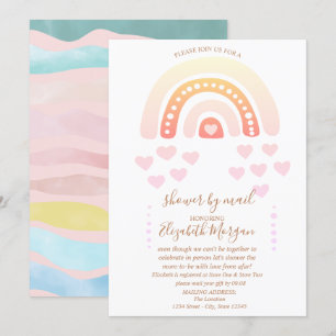Rainbow,Hearts,Stripe Virtual Baby Shower By Mail  Invitation