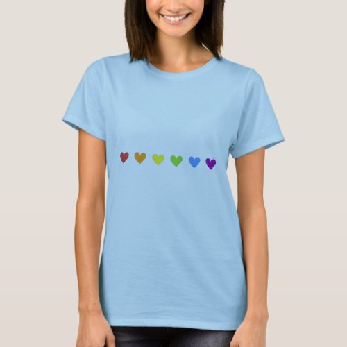Rainbow Hearts Subtle Rainbow Flag Gay Month LGBT T_Shirt